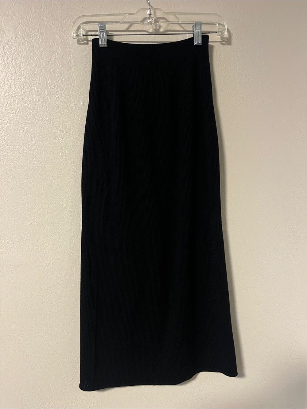 Uniqlo/Mame Kurogouchi  Black Ribbed Knit Pull-On Elastic Maxi Skirt-S/M